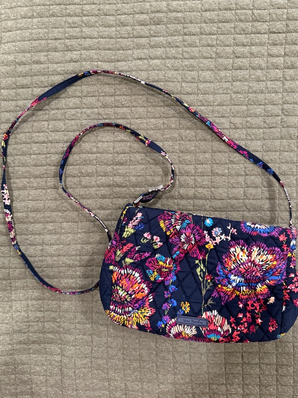 Vera Bradley Alex Crossbody Navy Floral Quilted Purse Midnight Wildflowers